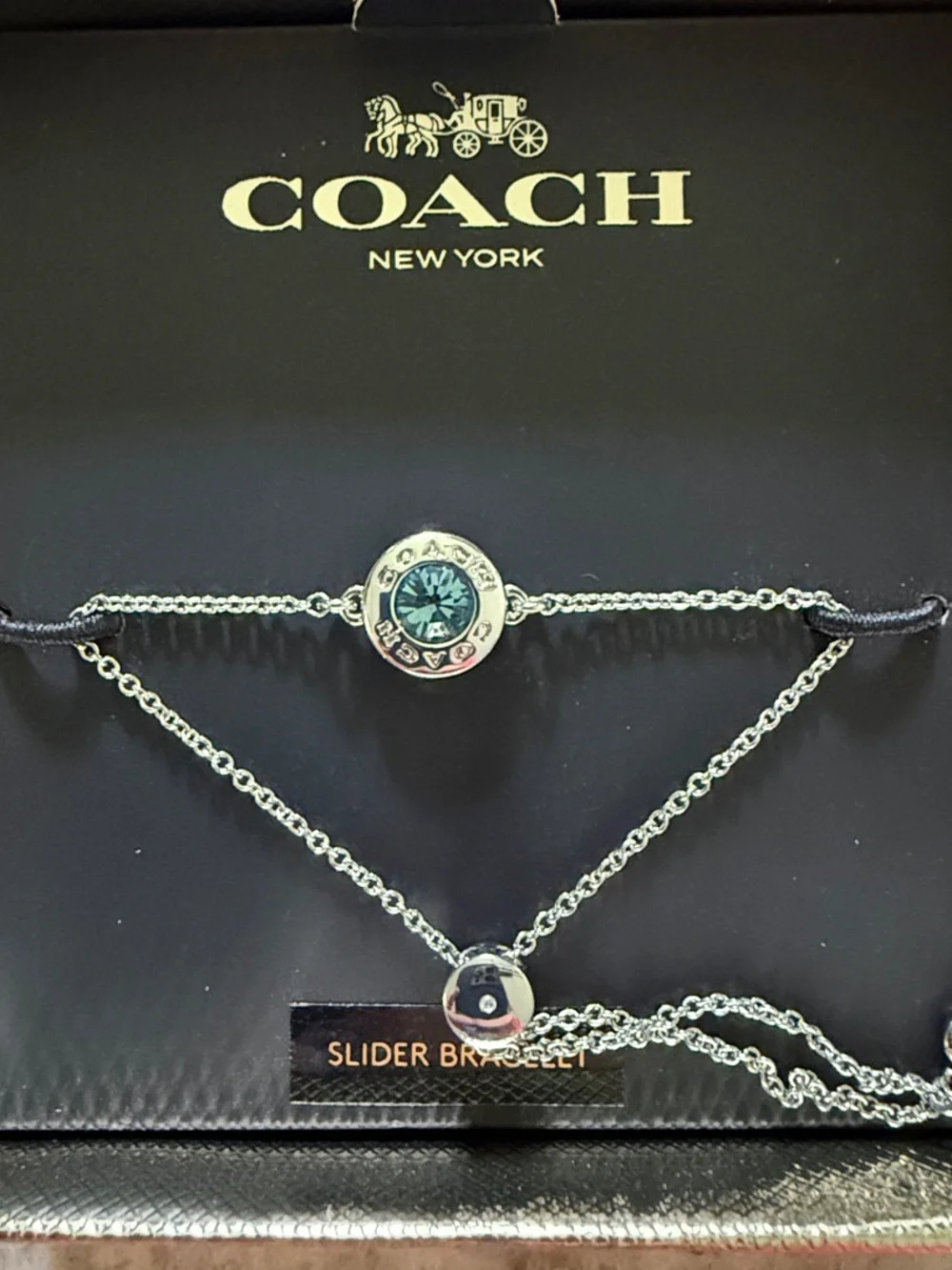 Coach Silver Bracelet with Teal Stone